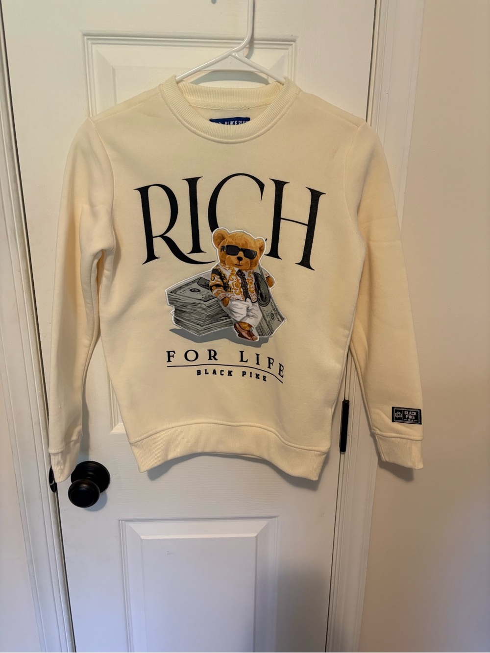 Black Pike Kids' Cream 'Rich For Life' Graphic Crewneck Sweatshirt